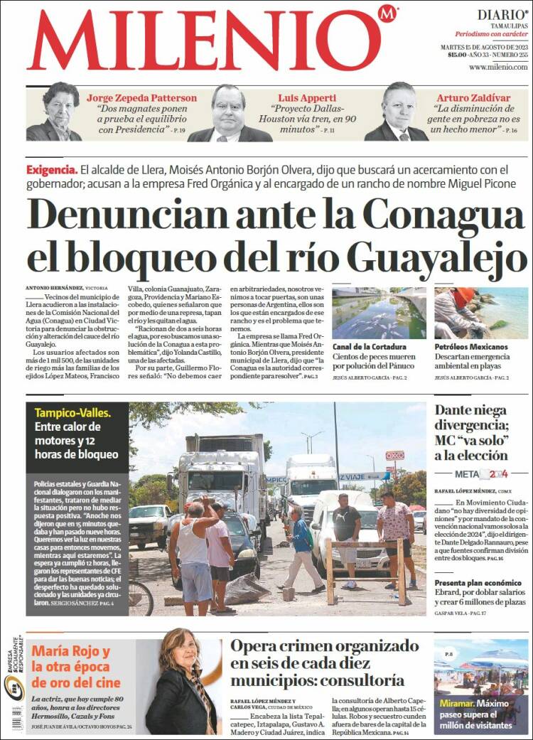 Portada de Milenio - Tamaulipas (México)