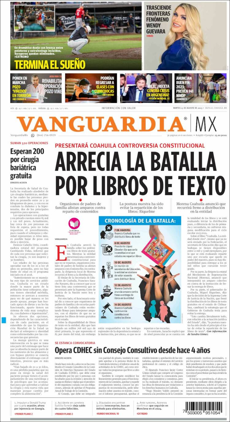 Portada de Vanguardia (México)