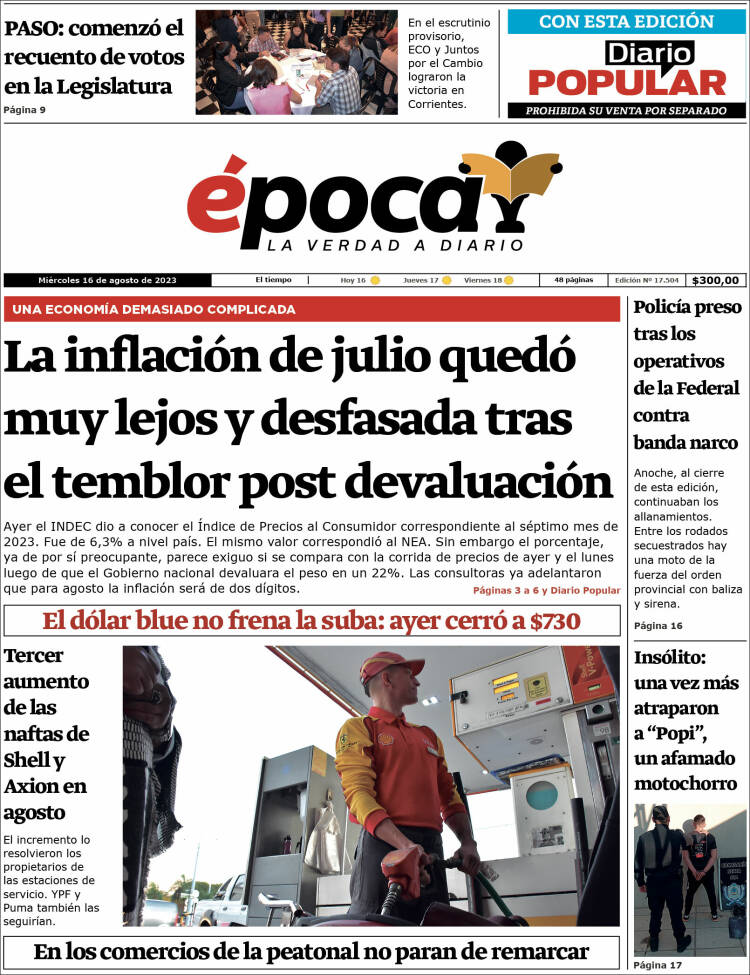 Portada de Diario Época (Argentina)