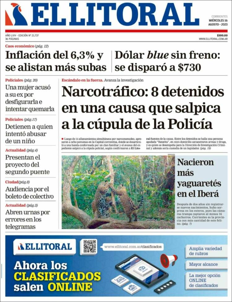 Portada de El Litoral Corrientes (Argentina)