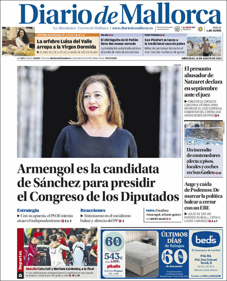 Portada de Diario de Mallorca (España)