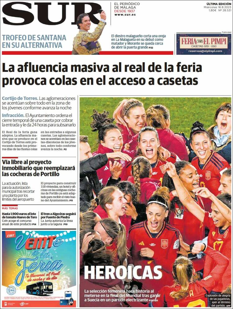 Portada de Diario el Sur (España)