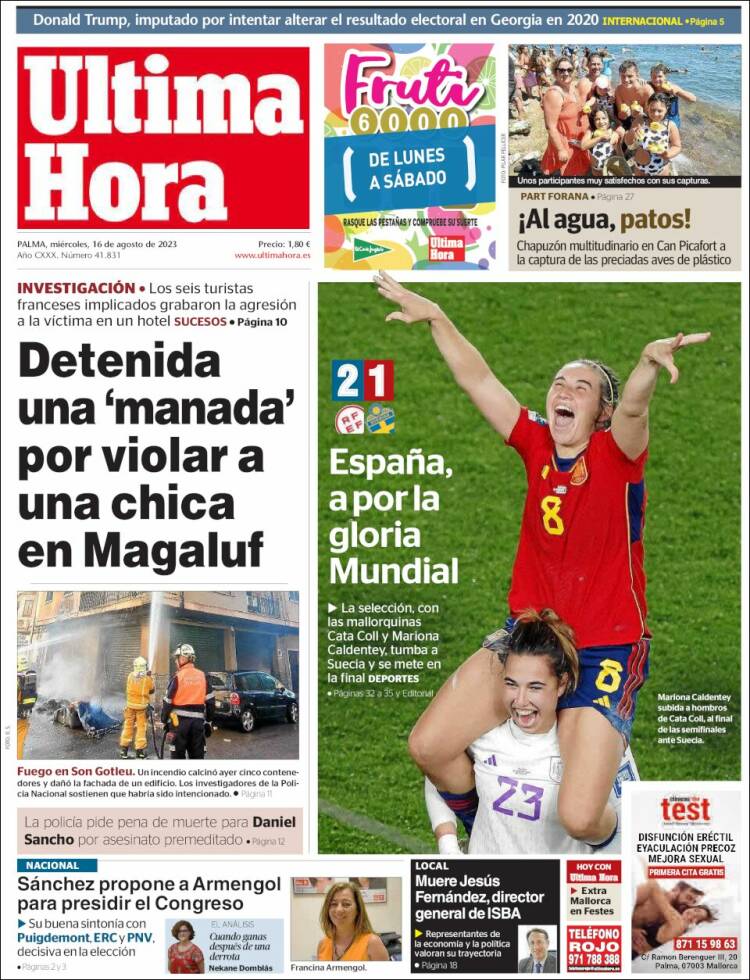 Portada de Última Hora (España)