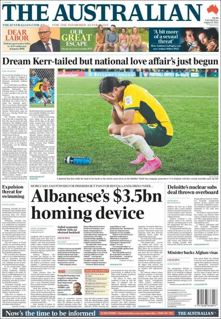 Portada de The Australian (Australia)