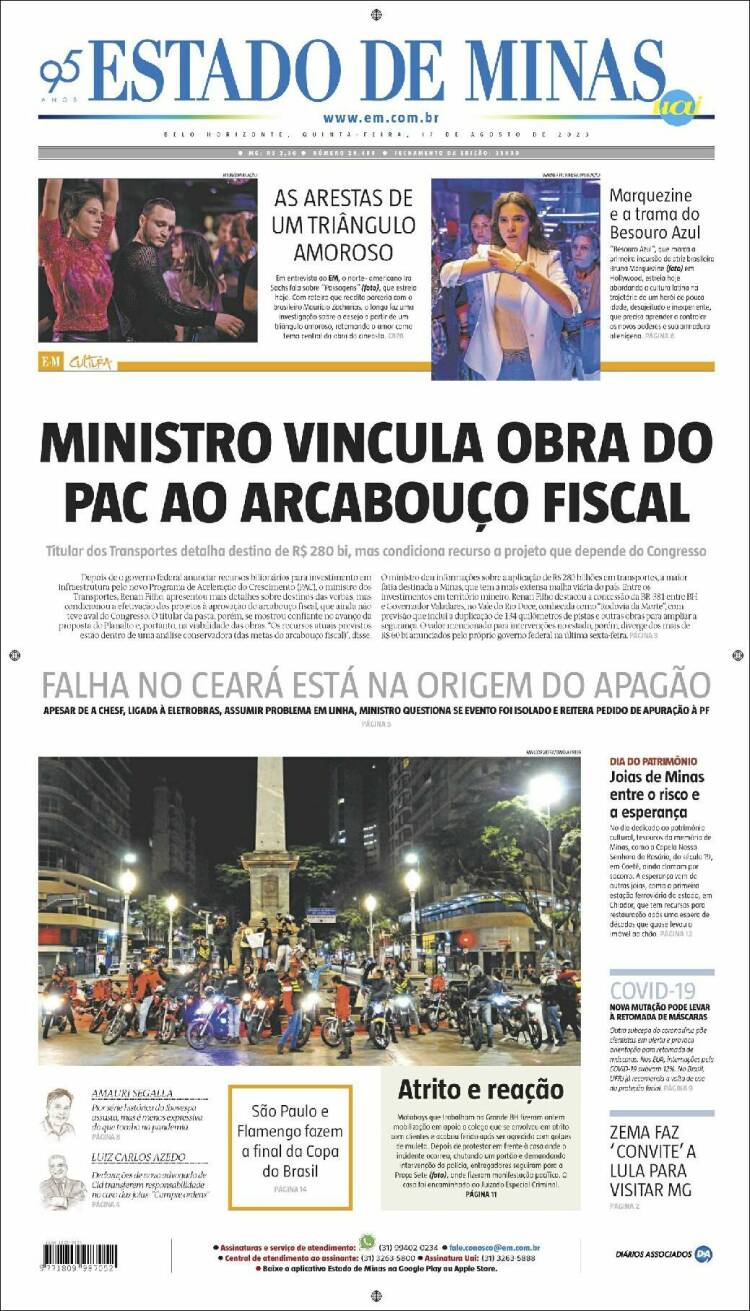 Portada de Jornal Estado de Minas (Brasil)