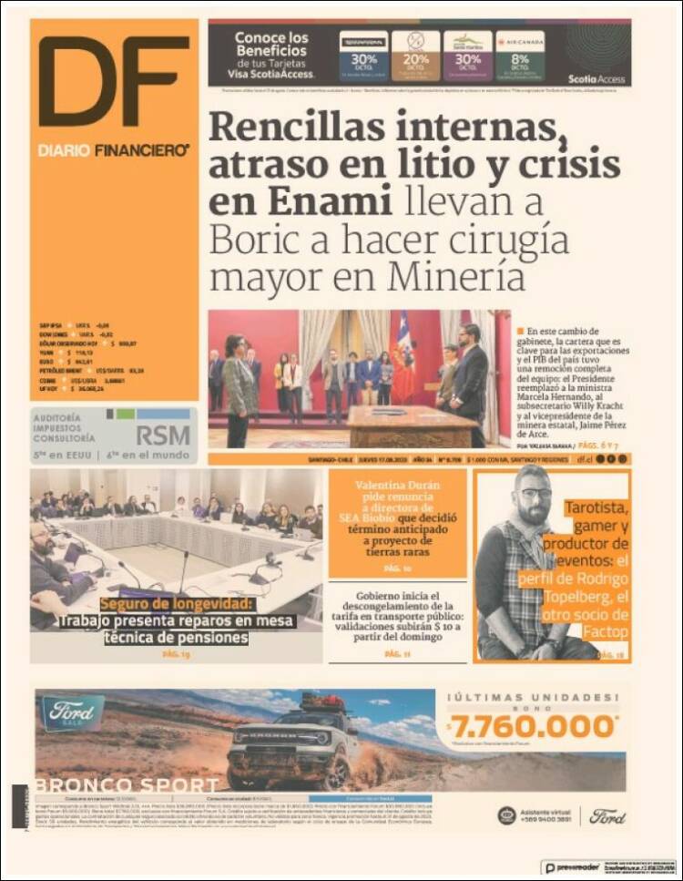 Portada de Diario Financiero (Chile)
