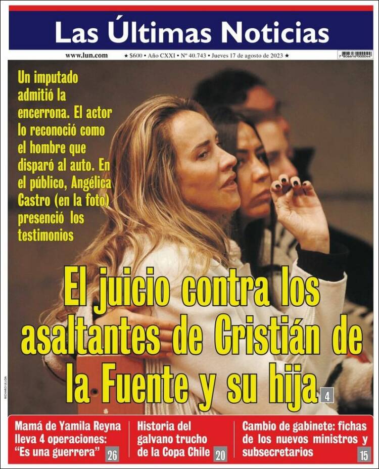 Portada de Las Últimas Noticias (Chile)