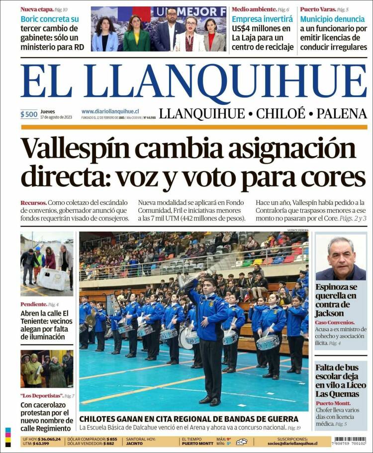 Portada de El Llanquihue (Chile)