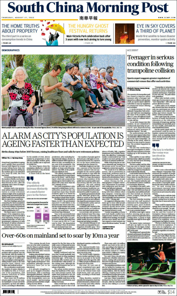 Portada de South China Morning Post (China)