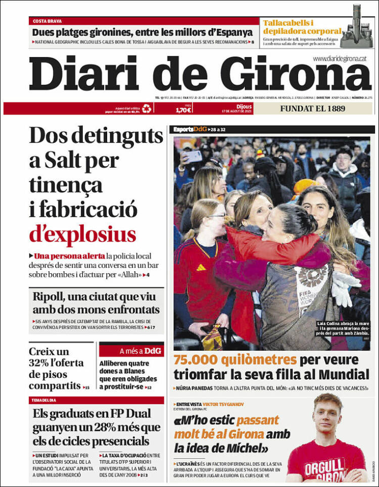 Portada de Diari de Girona (Espa&ntilde;a)
