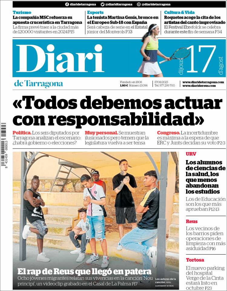 Portada de Diari de Tarragona (Espa&ntilde;a)
