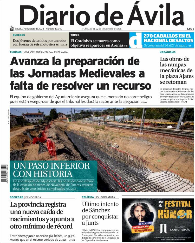 Portada de Diario de Ávila (España)