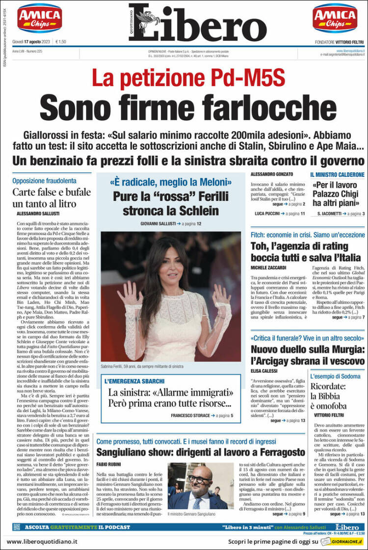 Portada de Libero (Italia)