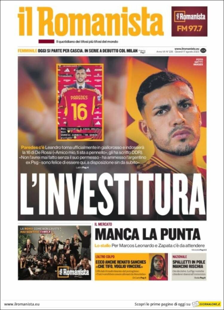 Portada de Romanista (Italia)