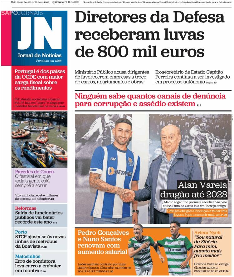 Portada de Jornal de Notícias (Portugal)