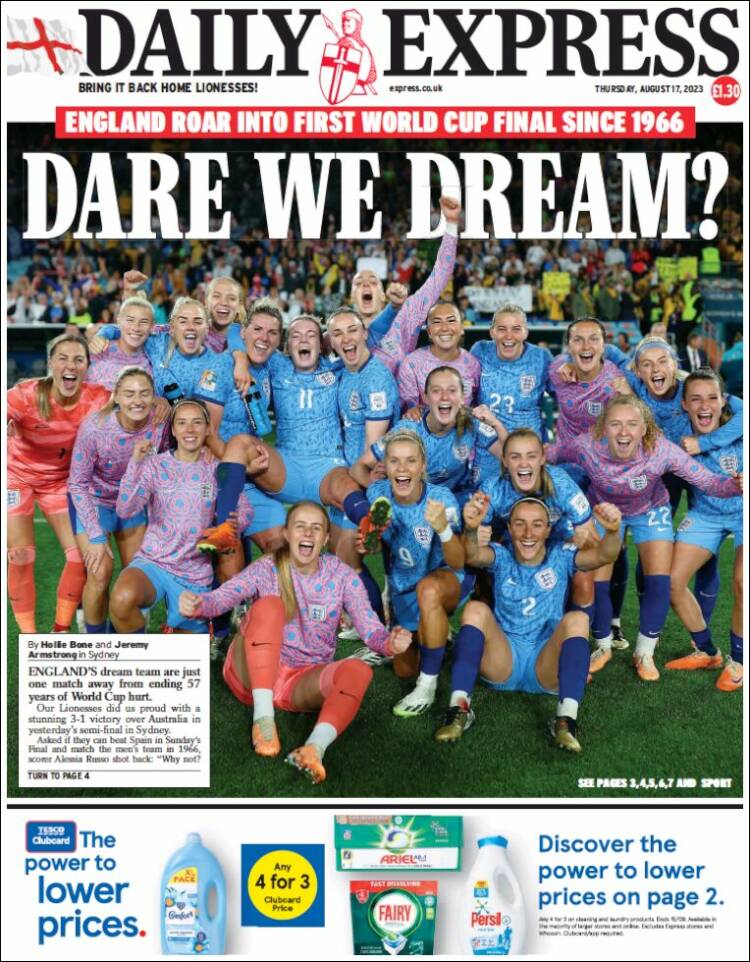 Portada de Daily Express (Reino Unido)