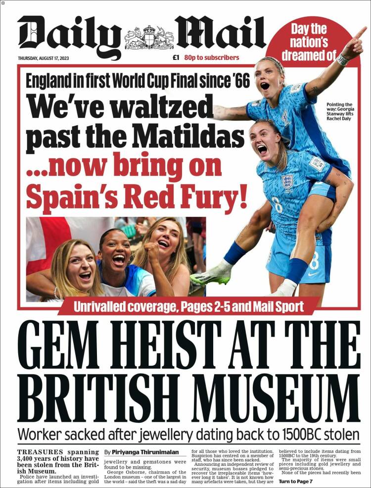 Portada de Daily Mail (Reino Unido)