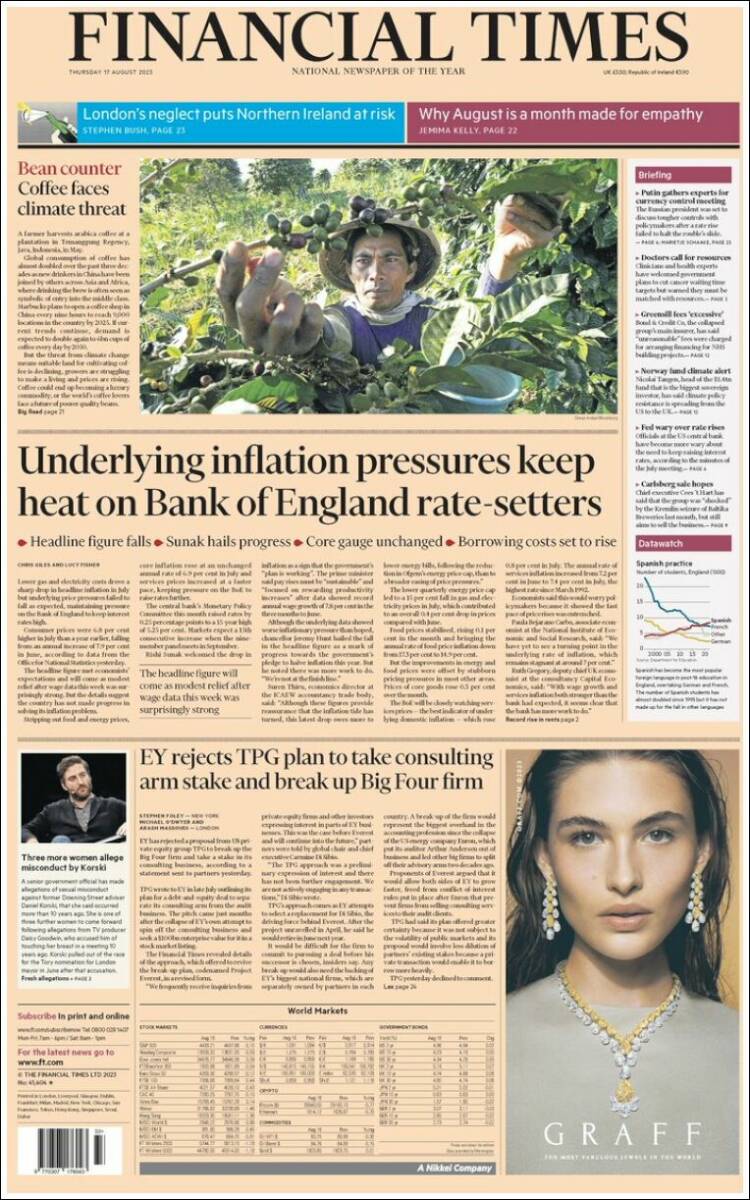 Portada de Financial Times (Reino Unido)