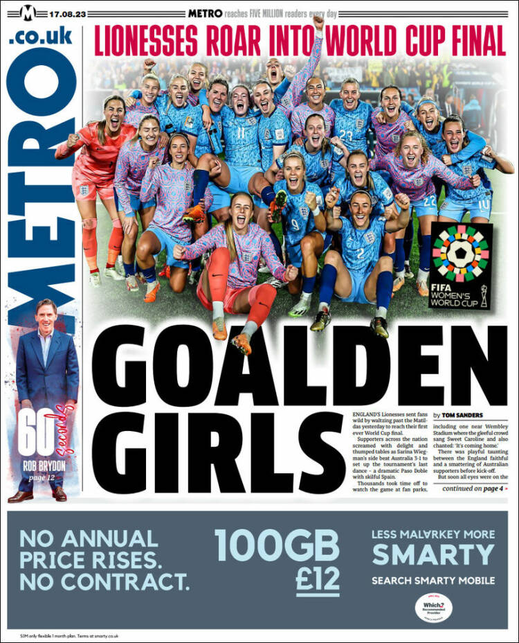 Portada de Metro (Reino Unido)