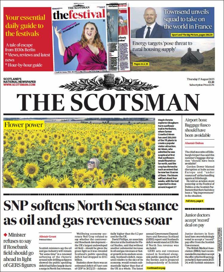 Portada de The Scotsman (Reino Unido)