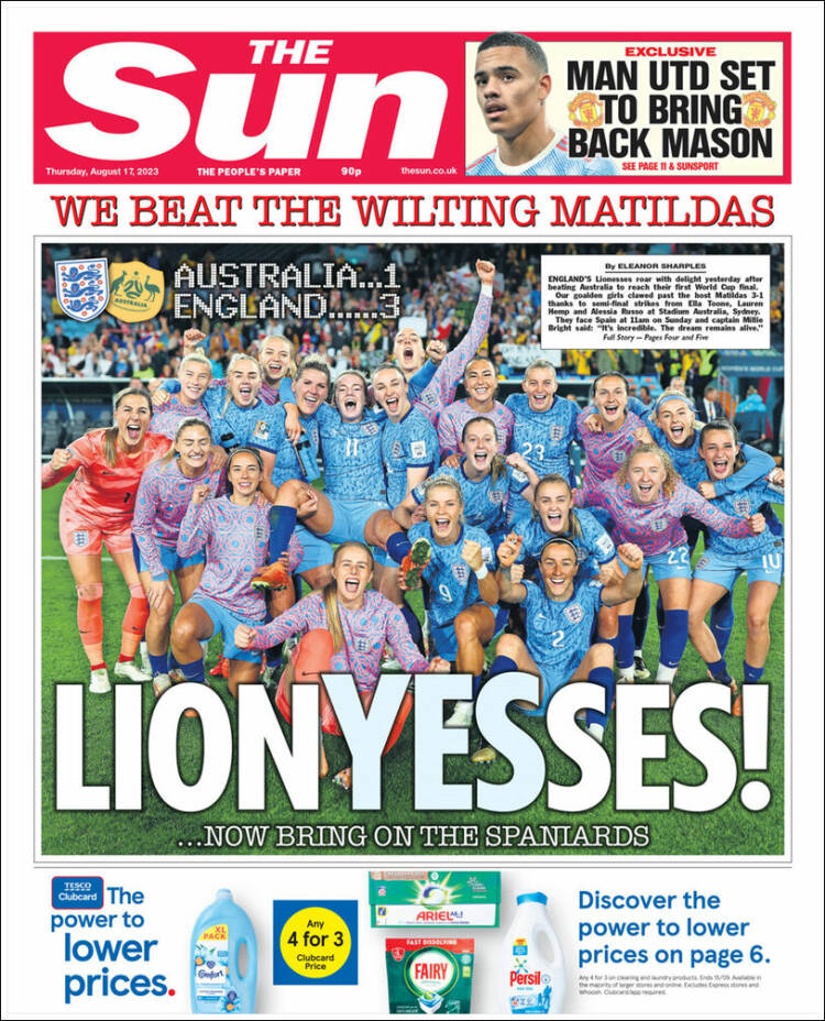 Portada de The Sun (Reino Unido)