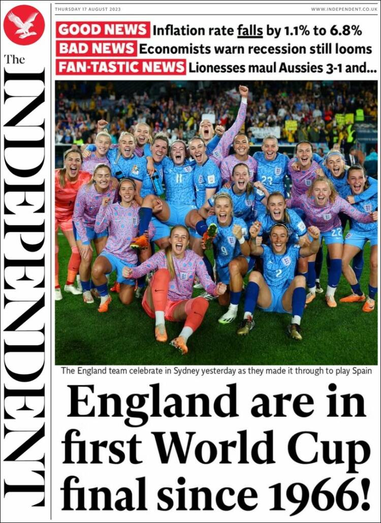 Portada de The Independent (Reino Unido)