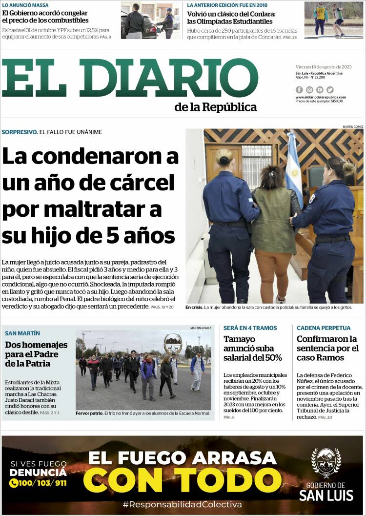 Portada de Diario de la República (Argentina)