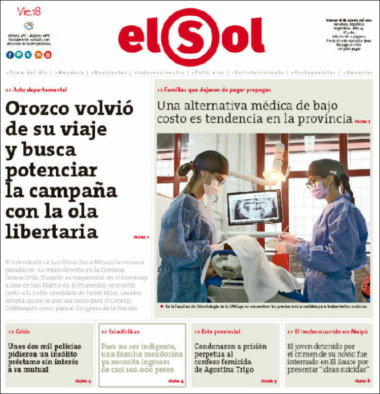 Portada de El Sol Diario (Argentina)
