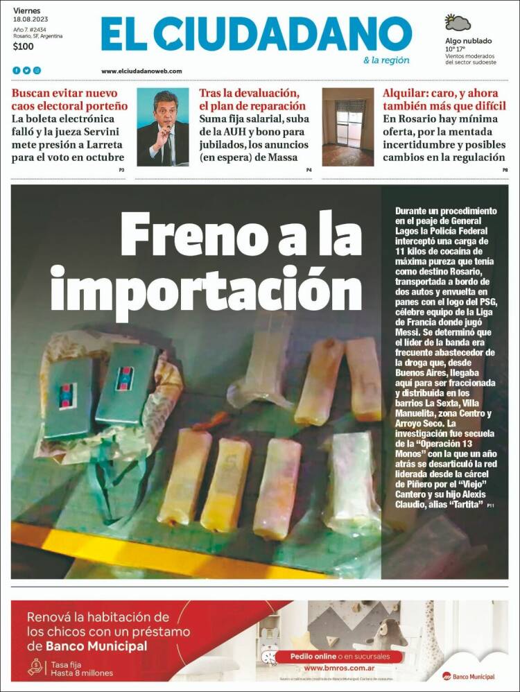 Portada de Diario El Ciudadano (Argentina)