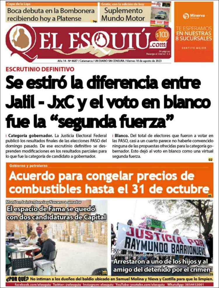 Portada de El Esquiu (Argentina)