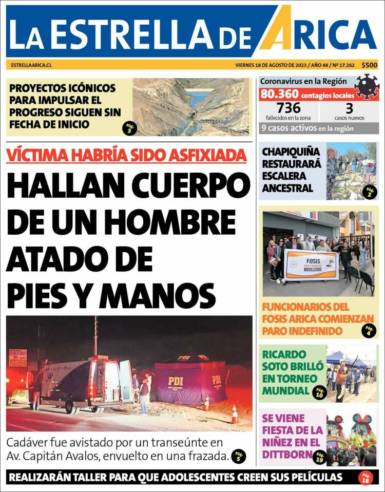 Portada de La Estrella de Arica (Chile)