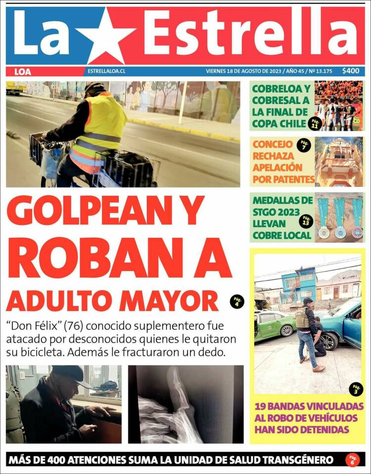 Portada de La Estrella de Loa (Chile)