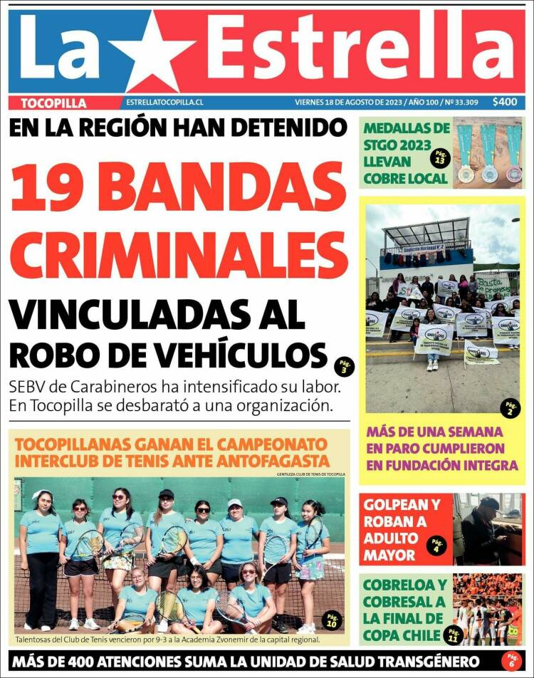 Portada de La Estrella de Tocopilla (Chile)