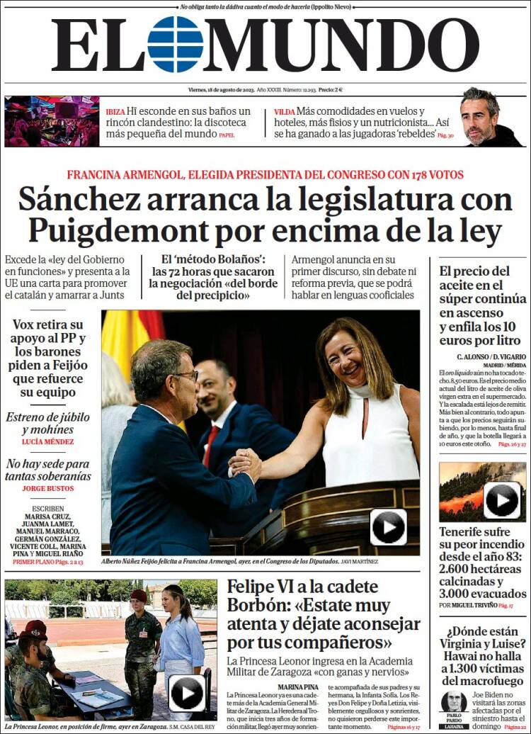 Portada de El Mundo (España)