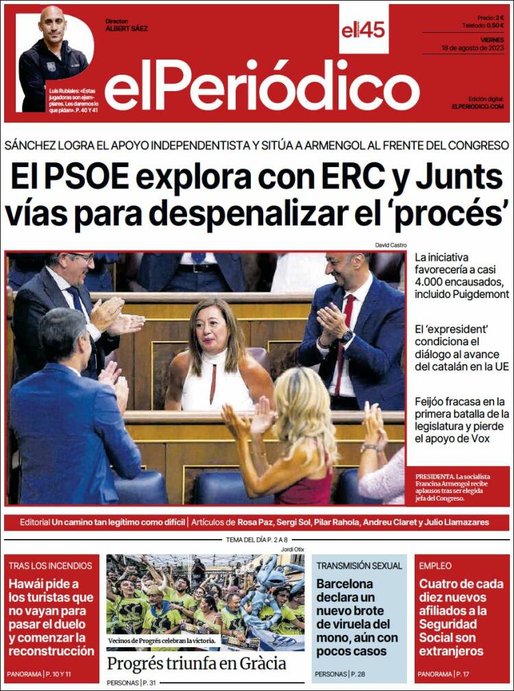 Portada de El Periódico (España)