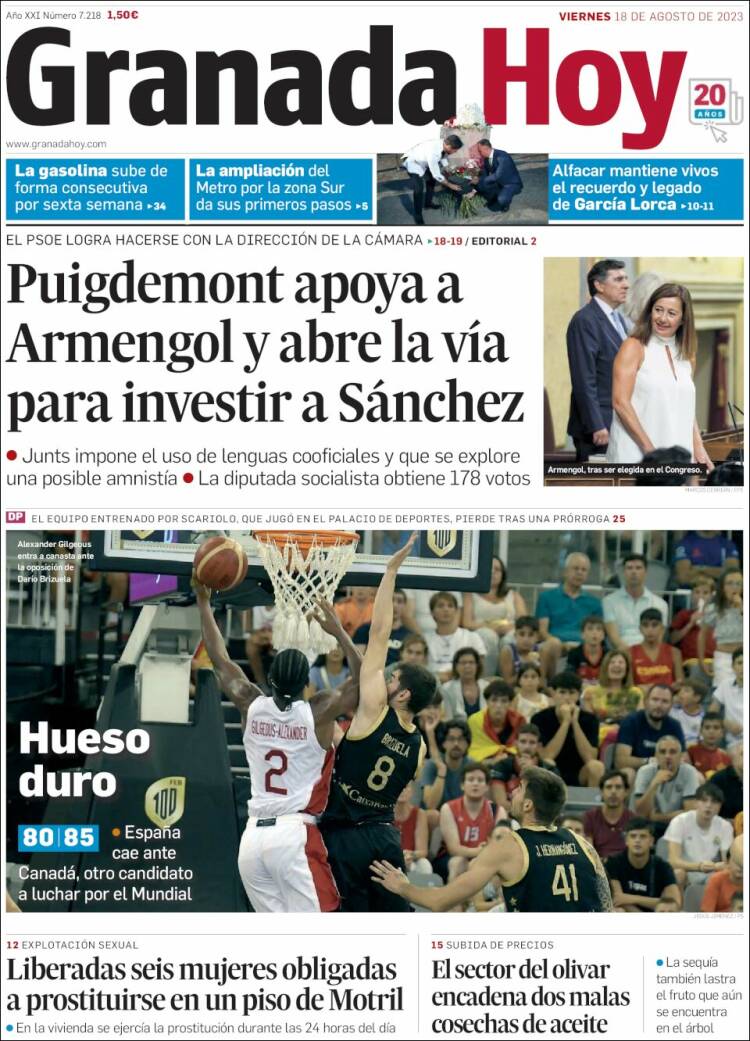 Portada de Granada Hoy (España)