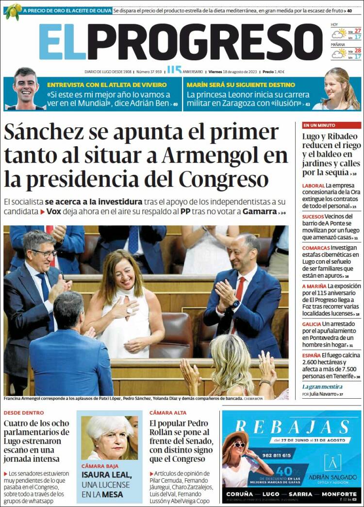 Portada de El Progreso (España)