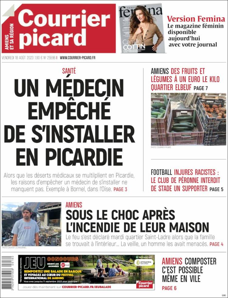 Portada de Courrier Picard (Francia)