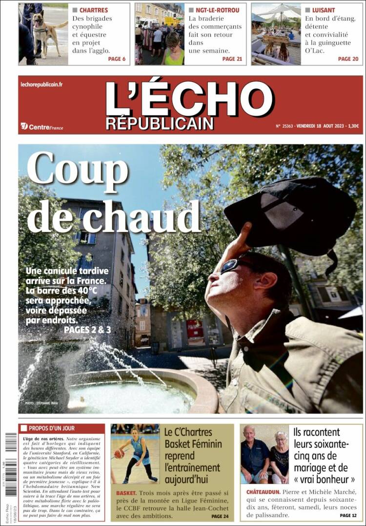 Portada de L'Echo Républicain (Francia)