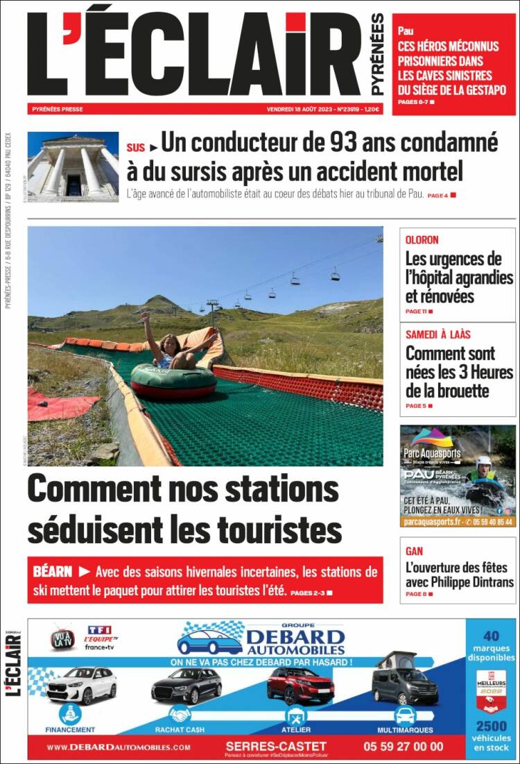 Portada de L'Eclair des Pyrénées (Francia)