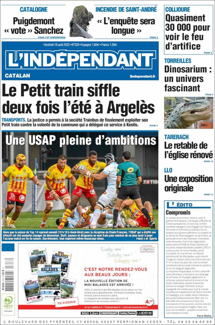 Portada de Le Indépendant (Francia)