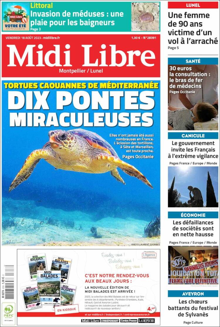 Portada de Midi Libre (Francia)