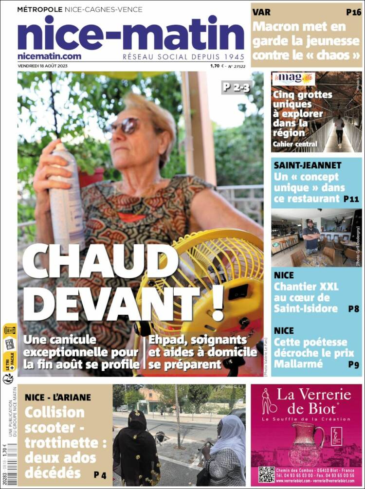 Portada de Nice-Matin (Francia)