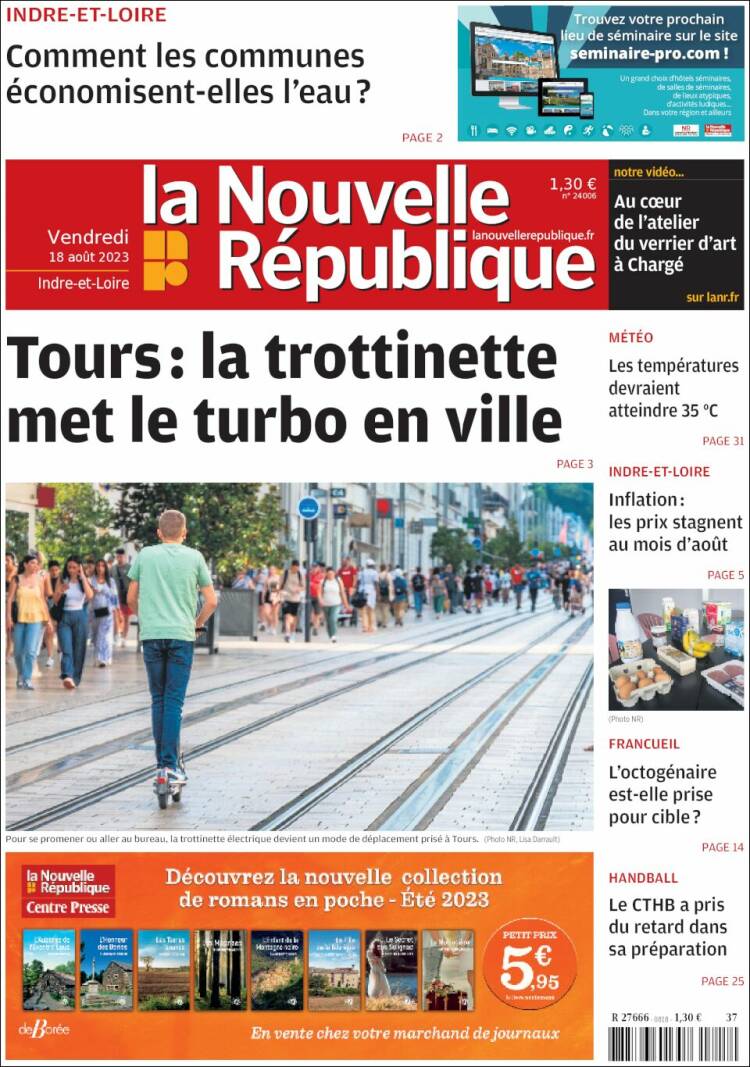 Portada de La Nouvelle Republique (Francia)