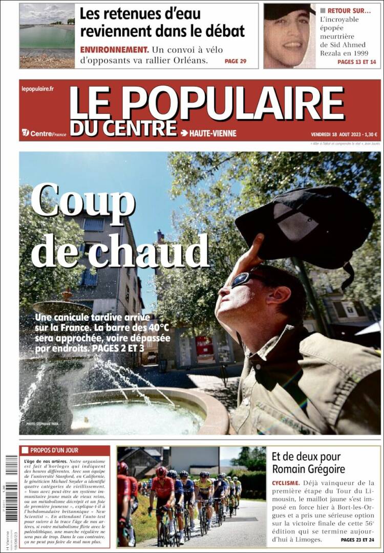 Portada de Le Populaire du Centre (Francia)