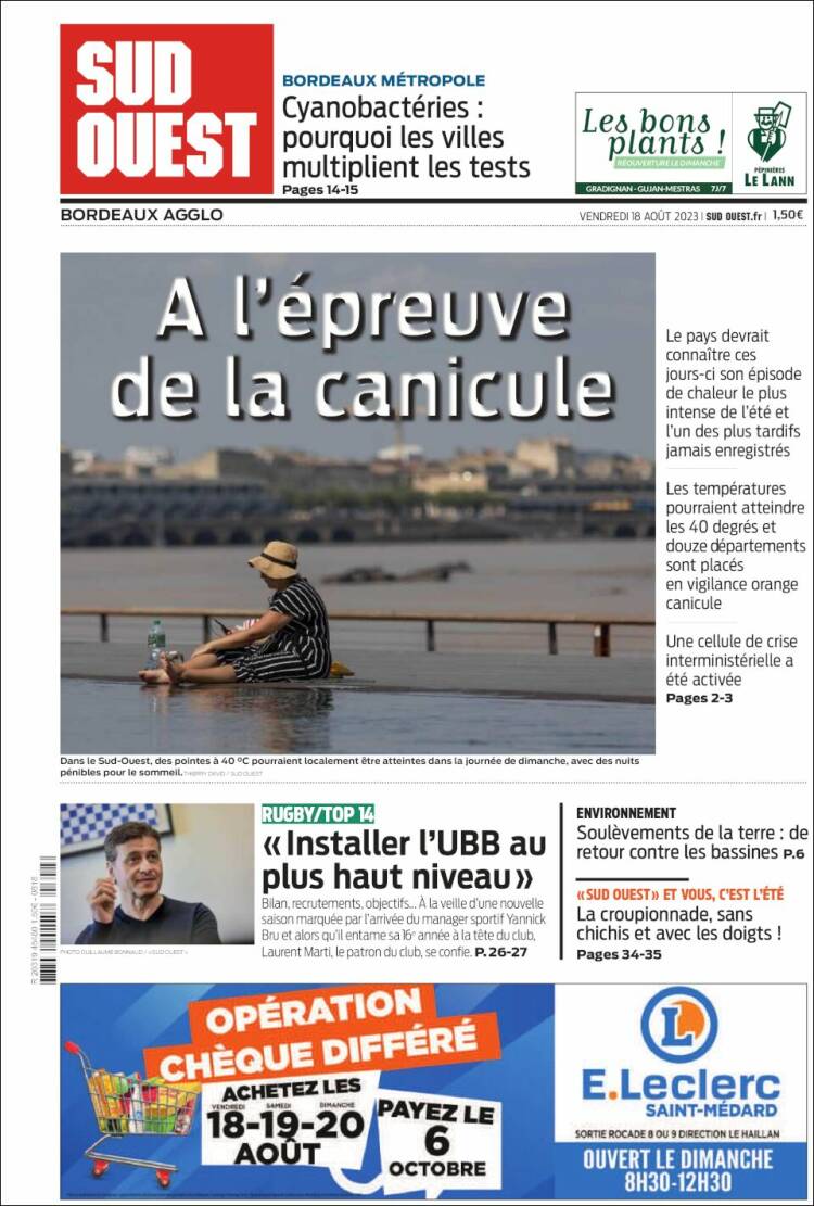 Portada de Sud Ouest (Francia)
