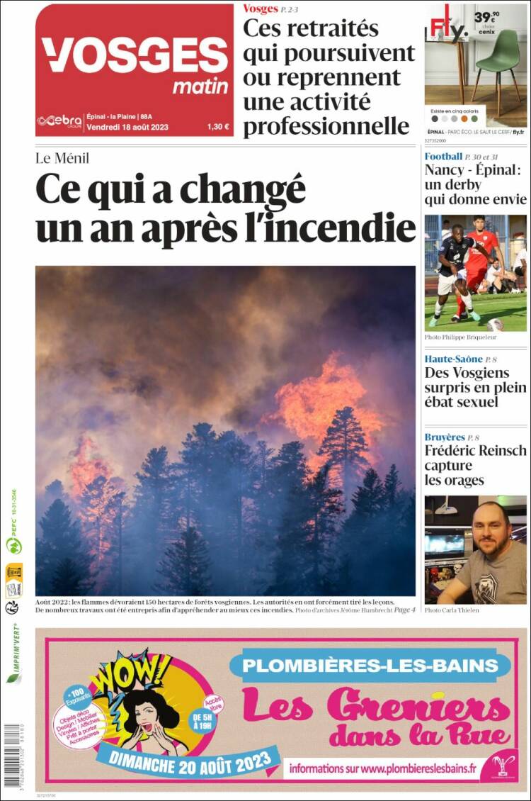 Portada de Vosges Matin (Francia)