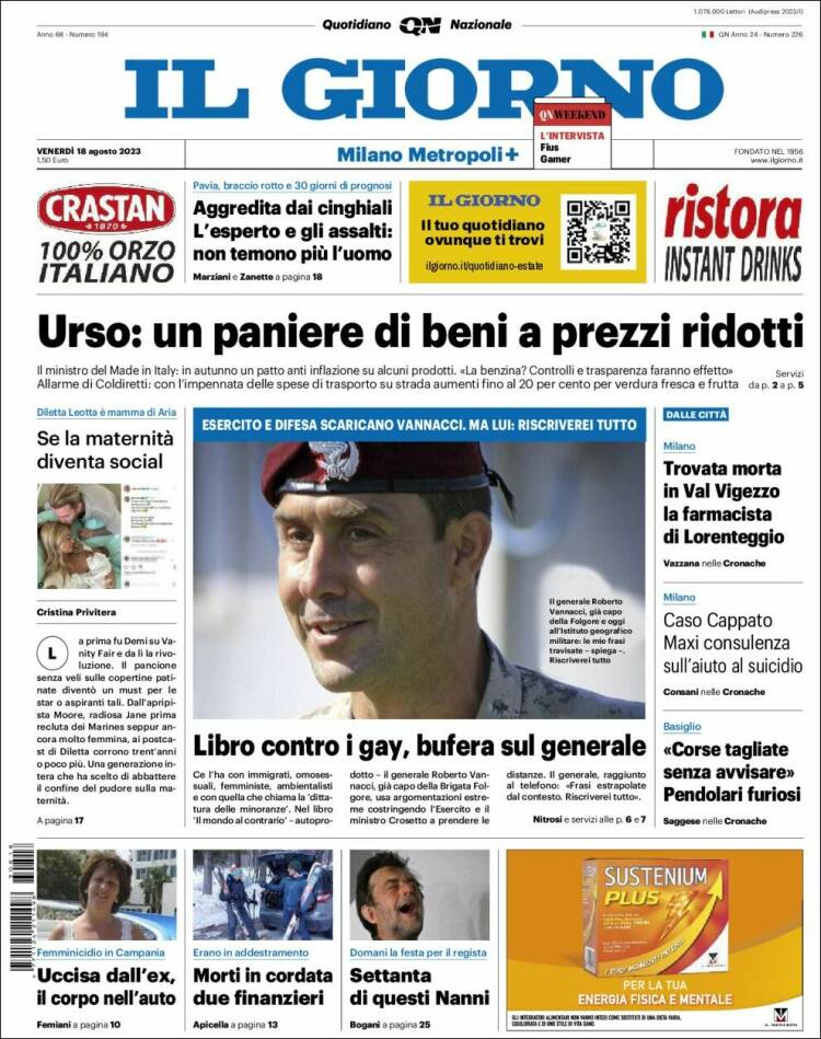 Portada de Il Giorno (Italie)