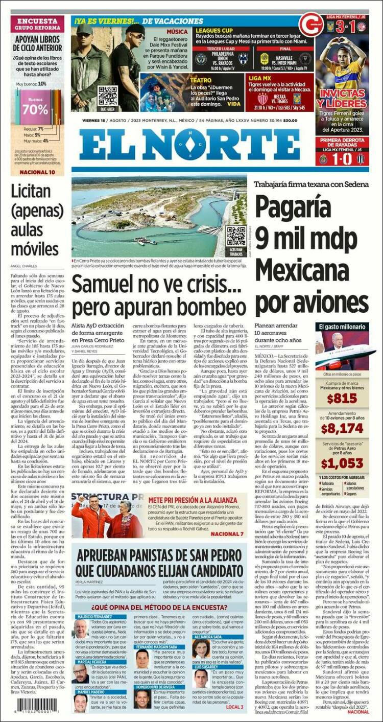 Portada de El Norte (M&eacute;xico)