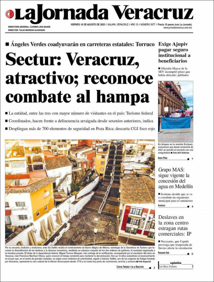 Portada de La Jornada Veracruz (M&eacute;xico)